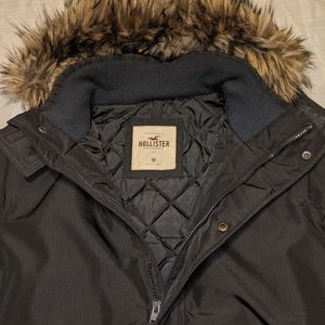 Hollister Guys Faux Fur hooded Bomber Jacket